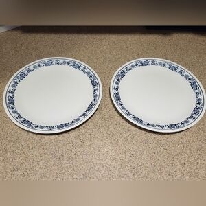 Corelle Corning Old Town Blue White 10.25" Dinner Plates Set Of 2 U.S.A. Made